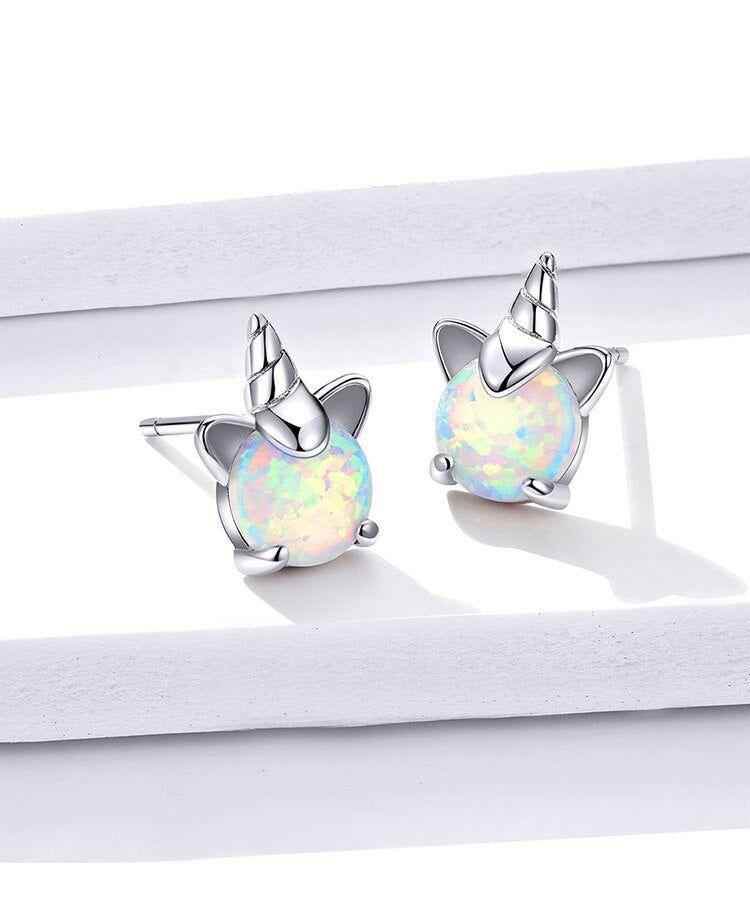 Opal 925 Sterling Silver Stud Earrings Charm Jewelry - SCE737 - Touchy Style