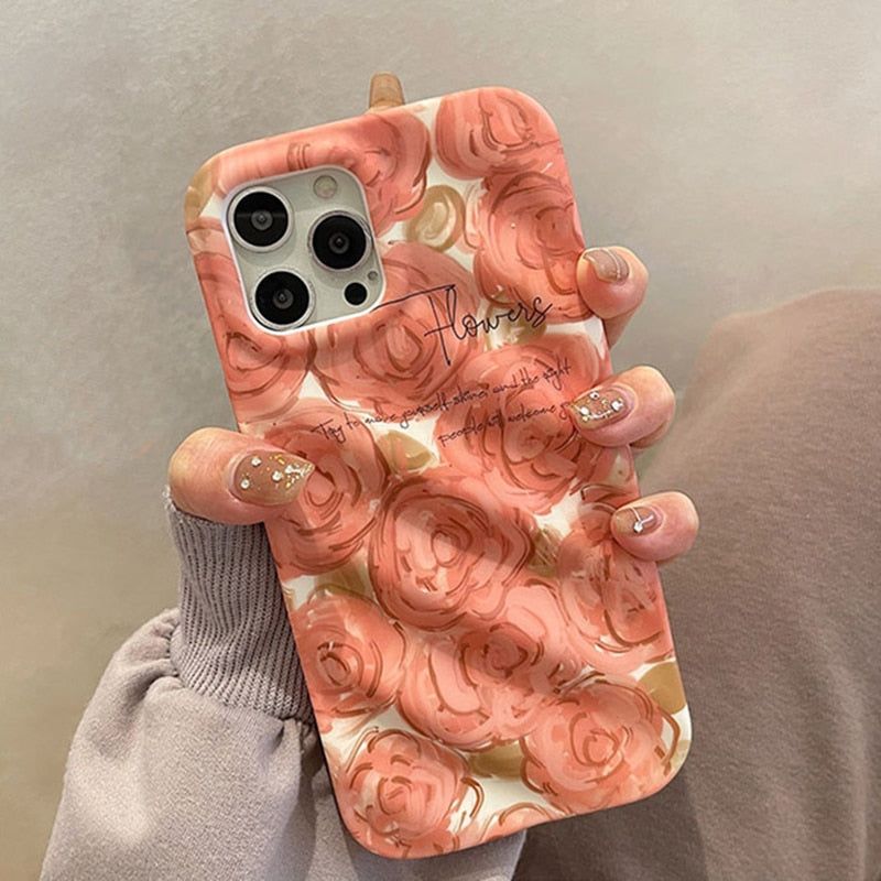 Orange Floral Cute Phone Cases For iPhone 14 Pro Max 13 11 12 14 Plus - Touchy Style .