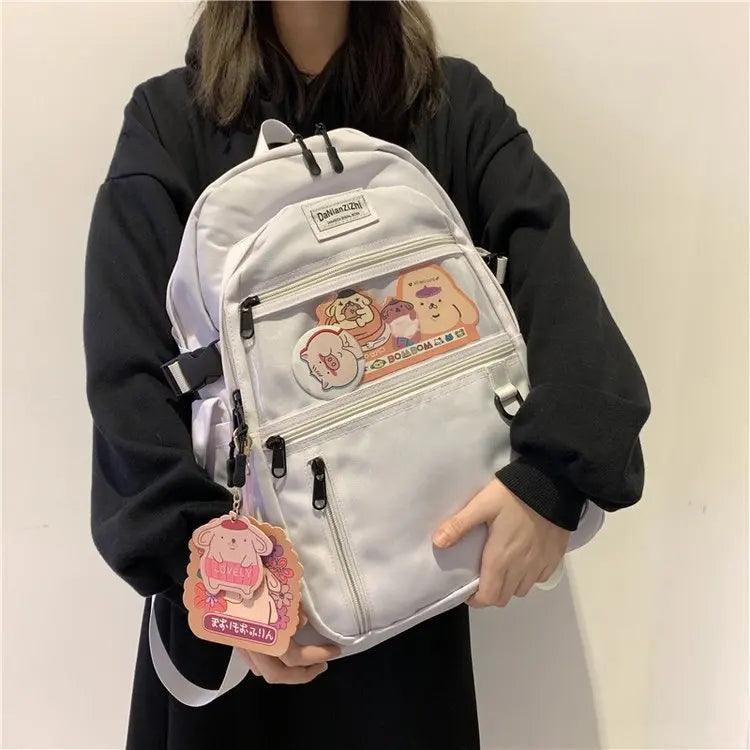 Oxford Waterproof Women Cool Backpack Transparent Letter Schoolbag For Teenage Girls Cute Casual Travel Backpack Bookbag - Touchy Style