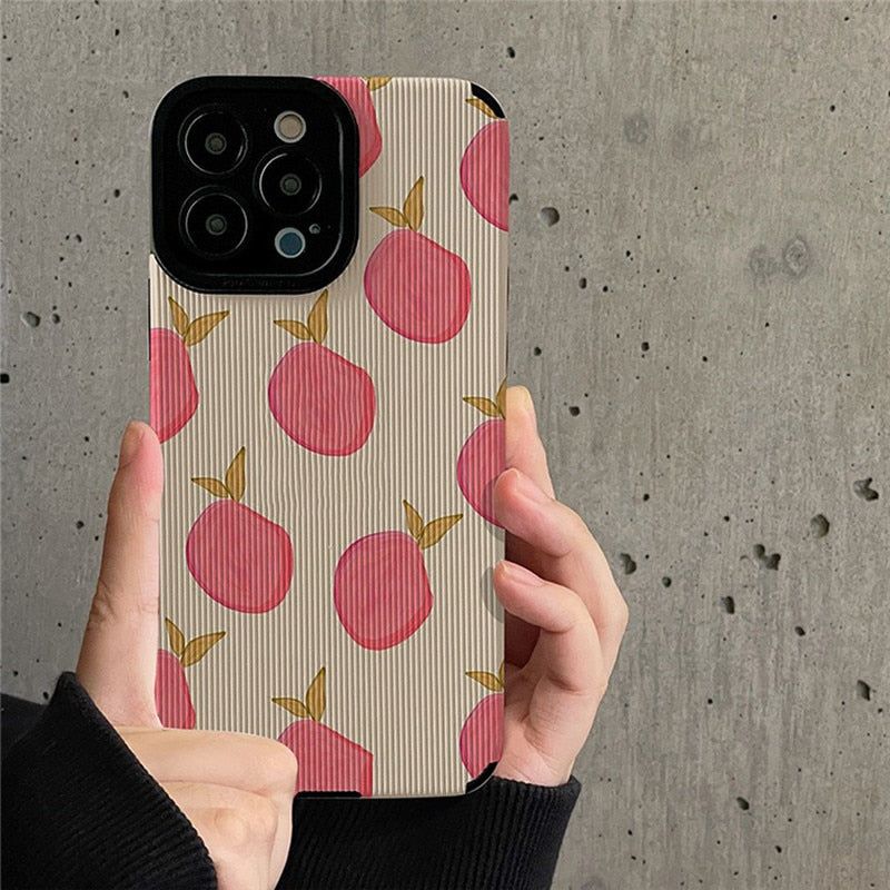 Peach Fruit Cute Phone Cases For iPhone 14, 13 Pro Max, 12, 11, XS Max, XR, X, 7, 8 Plus, SE - Touchy Style .