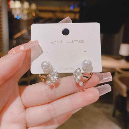 Pearl Hanging Earrings Charm Jewelry ECJTX45 Exquisite Ginkgo Leaves - Touchy Style