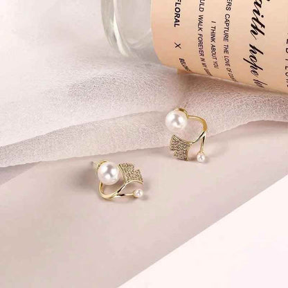 Pearl Hanging Earrings Charm Jewelry ECJTX45 Exquisite Ginkgo Leaves - Touchy Style