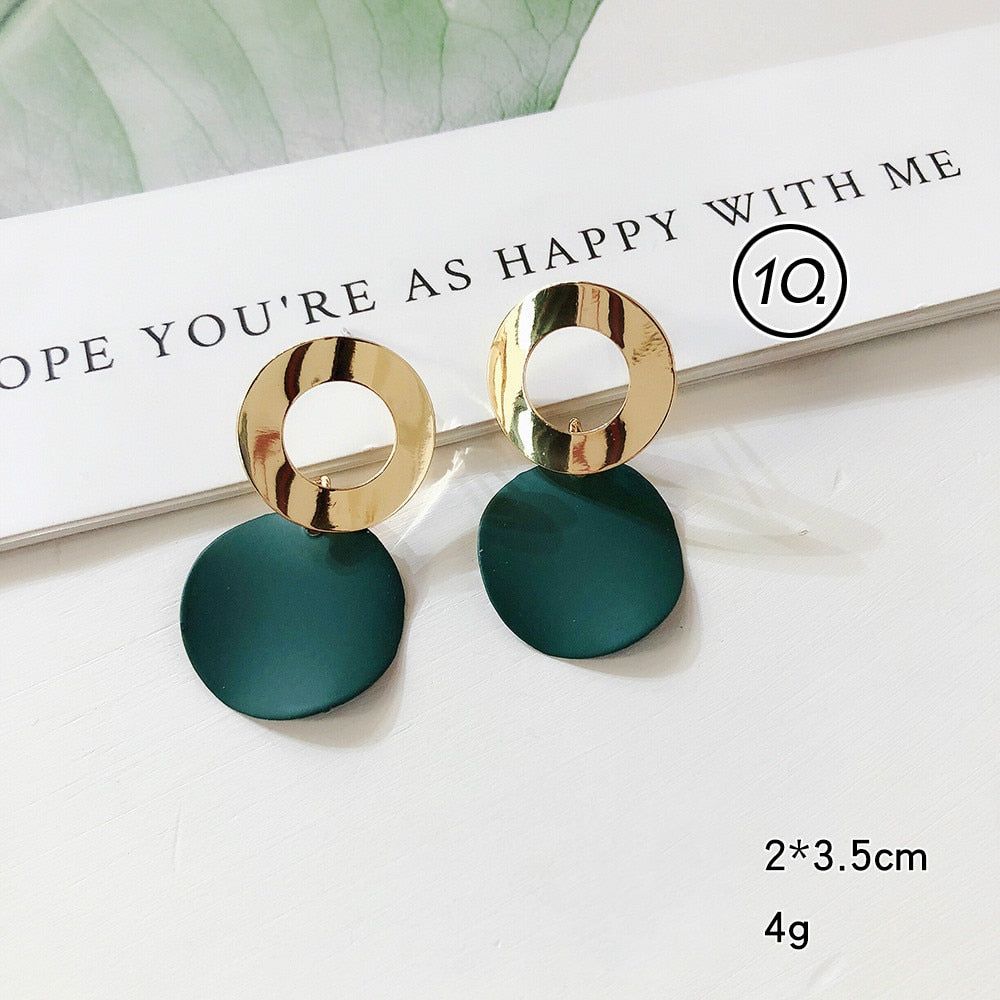 Pendant Earrings Charm Jewelry ECJTX38 Two-Color Splicing Metal Disc - Touchy Style .