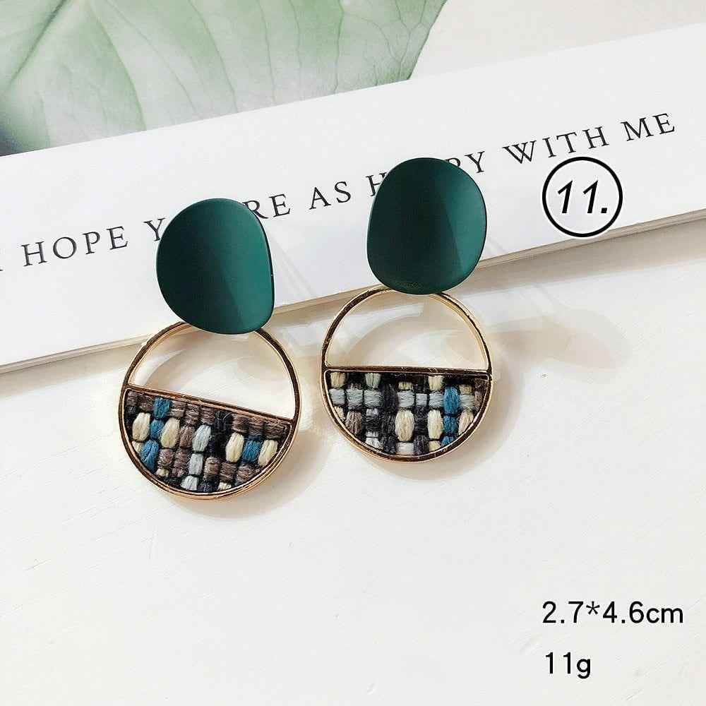 Pendant Earrings Charm Jewelry ECJTX38 Two-Color Splicing Metal Disc - Touchy Style