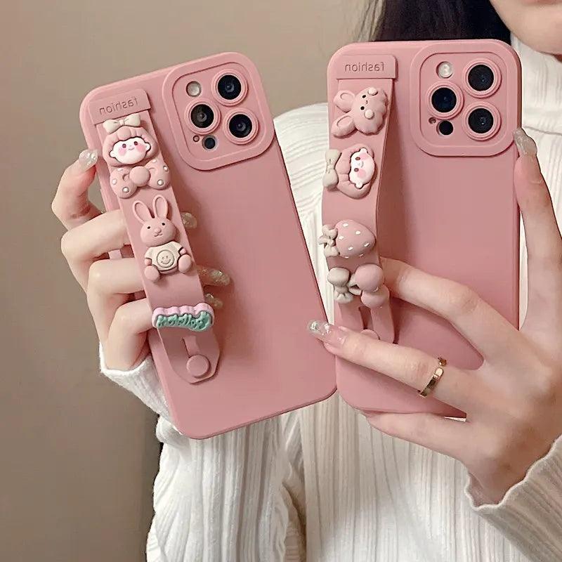Pink Candy Girly Wristband Cute Phone Case For Galaxy Note 9 10 Lite 20 S20 S21 FE S22 S23 Ultra 5G S8 S9 S10 Plus S10E Cover - Touchy Style