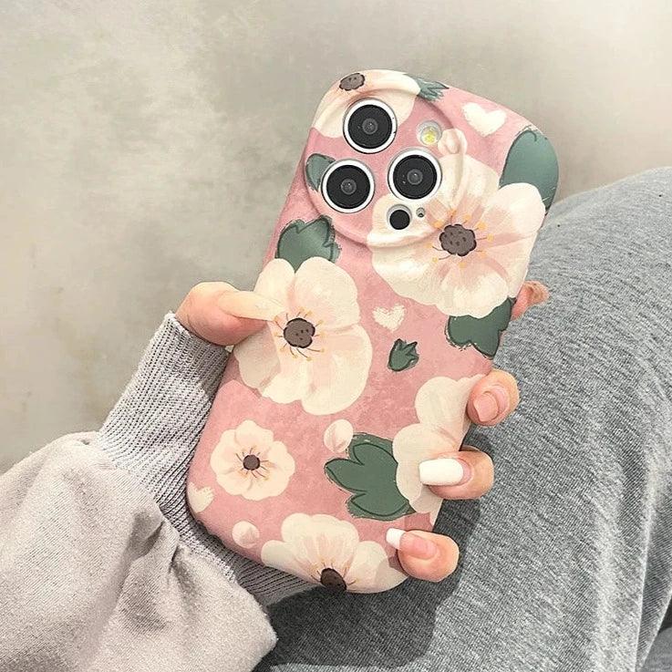 Pink Flowers - Soft Cute Phone Case KCPC For iPhone 15 Pro Max, 14, 13, 11, or 12 - Touchy Style .