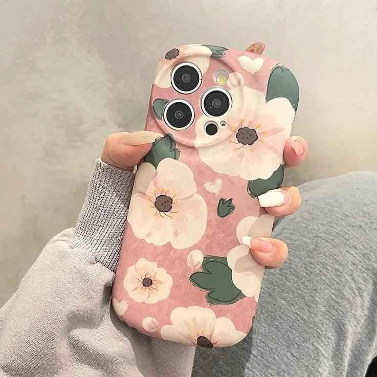 Pink Flowers - Soft Cute Phone Case KCPC For iPhone 15 Pro Max, 14, 13, 11, or 12 - Touchy Style .