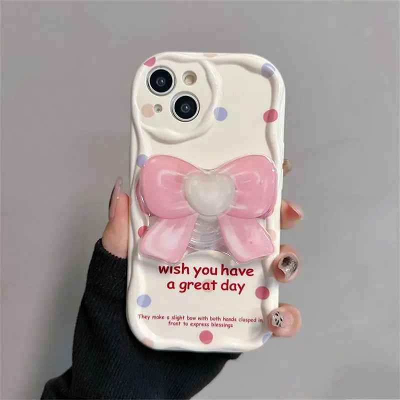 Pink Tulip Rabbit Cute Phone Case With Holder For iPhone 15, 14 Plus, 7, 8, X, XS, XR, 11, 12, and 13 Pro Max - B Pattern - Touchy Style