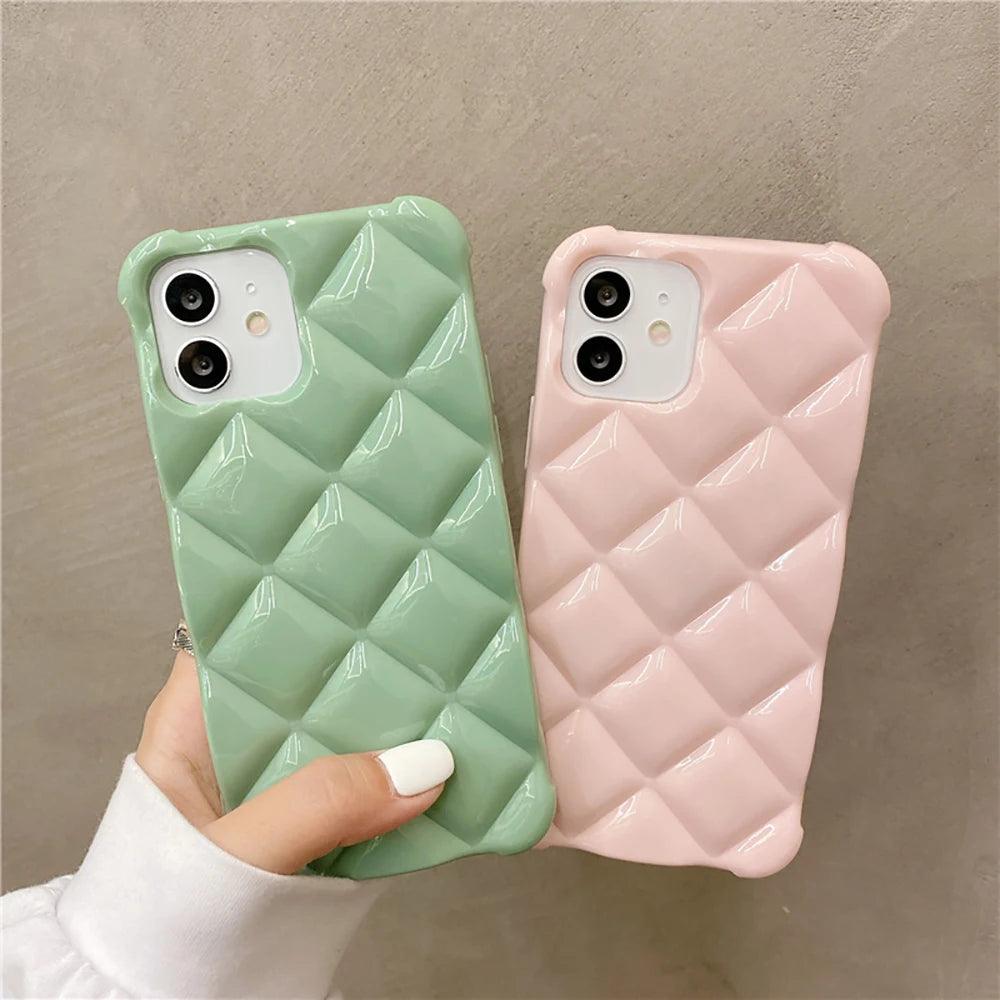 Plain Diamond Shape Cute Phone Cases For iPhone 14 11 12 13 Pro X XR XS Max 7 8 Plus (B) - Touchy Style