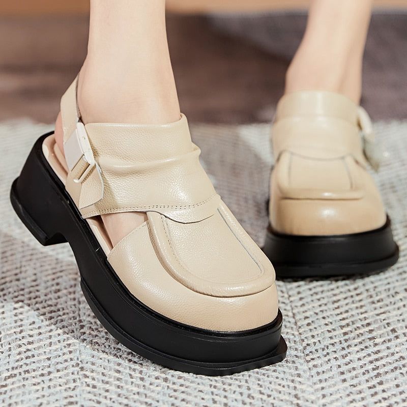 Platform Leather Roman Sandals - Women&