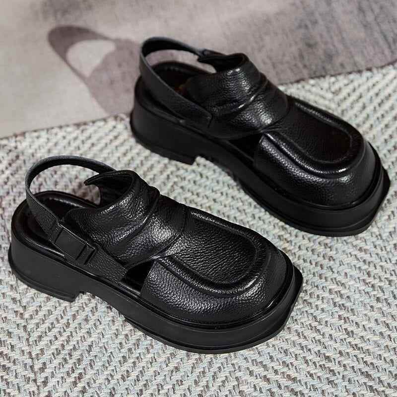 Platform Leather Roman Sandals - Women&