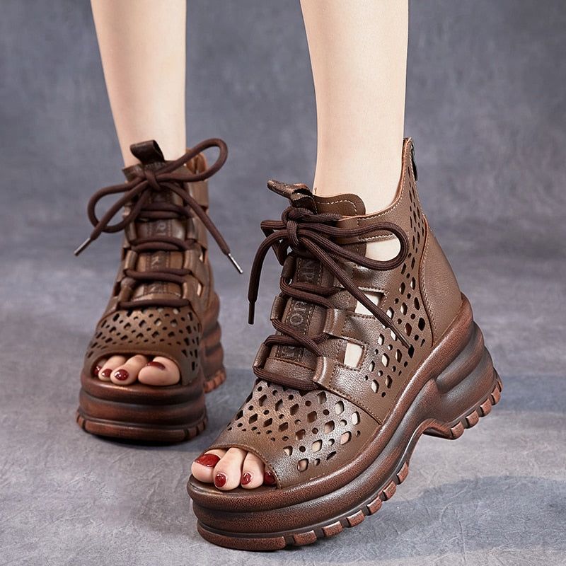 Platform Thick High Heel Sandals - Women&