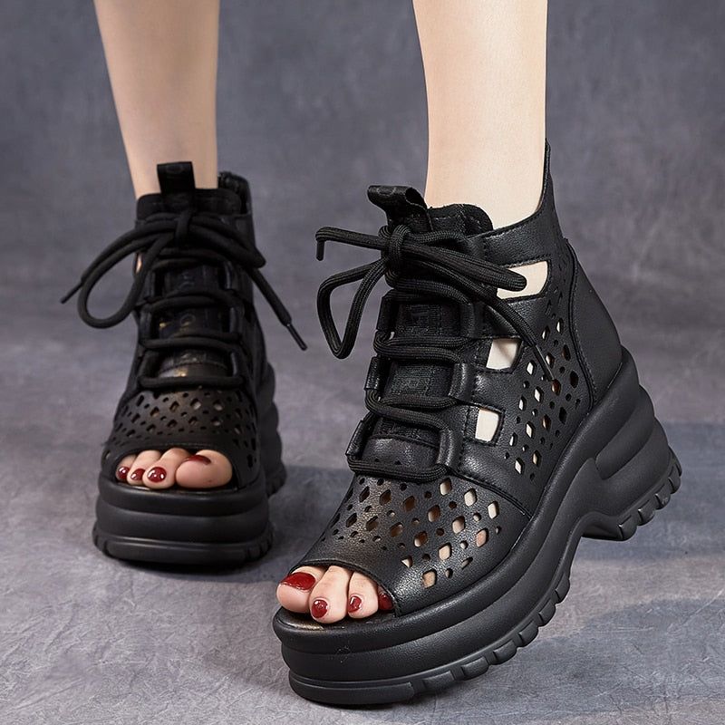 Platform Thick High Heel Sandals - Women&