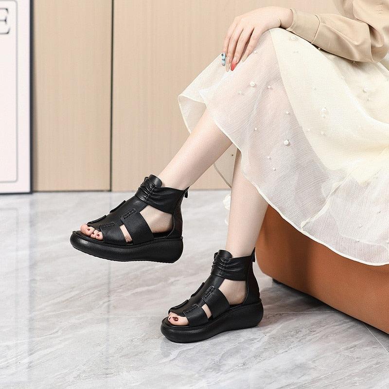 Platform Wedge Sandals and Leather Boots: Women&