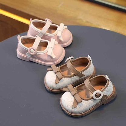Pretty Plaid Pattern Toddler Baby Girl Leather Casual Shoes - TH405 - Touchy Style