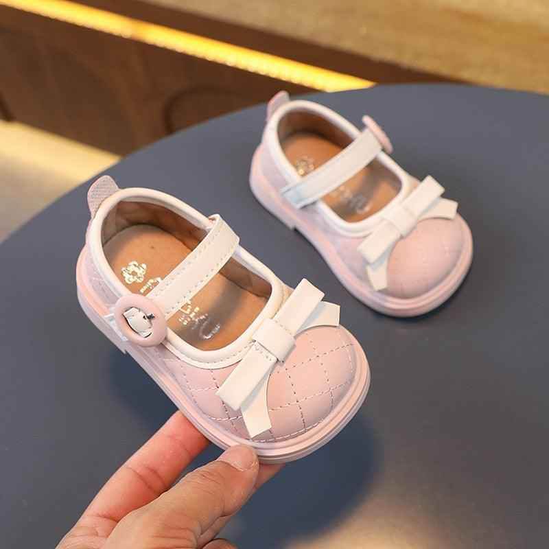 Pretty Plaid Pattern Toddler Baby Girl Leather Casual Shoes - TH405 - Touchy Style