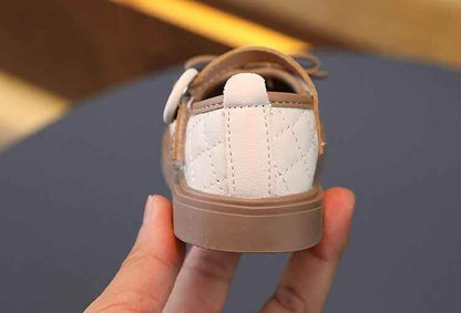 Pretty Plaid Pattern Toddler Baby Girl Leather Casual Shoes - TH405 - Touchy Style