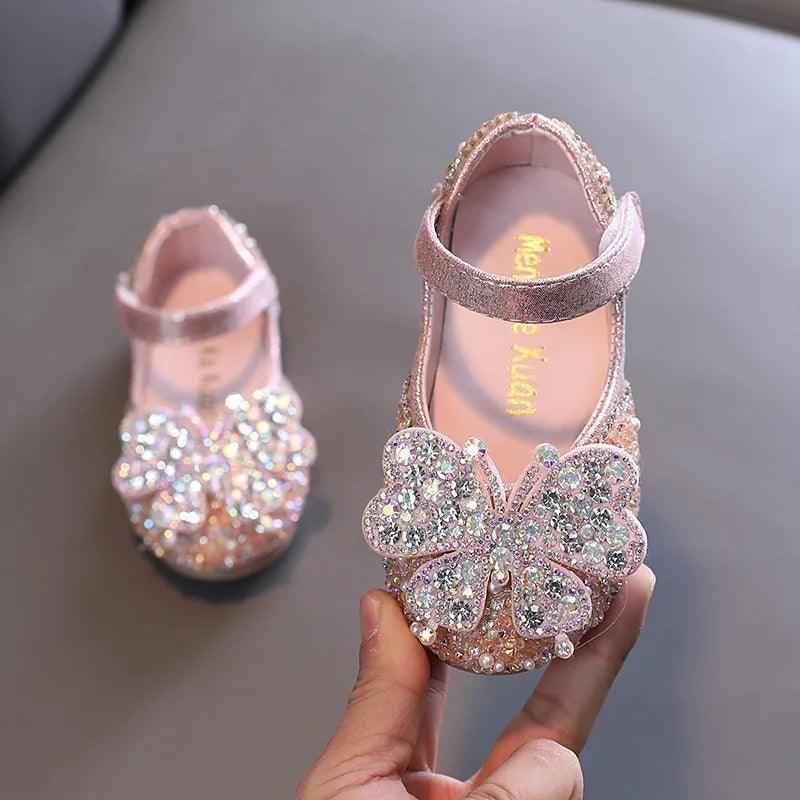 Princess Toddler Girls Children Casual Shoes TCCSSA27 Flat Pearl Rhinestones Shining - Touchy Style .