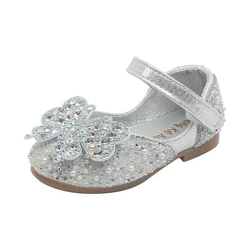 Princess Toddler Girls Children Casual Shoes TCCSSA27 Flat Pearl Rhinestones Shining - Touchy Style