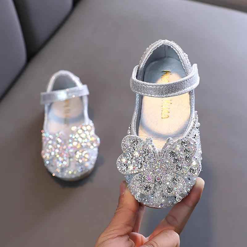 Princess Toddler Girls Children Casual Shoes TCCSSA27 Flat Pearl Rhinestones Shining - Touchy Style .