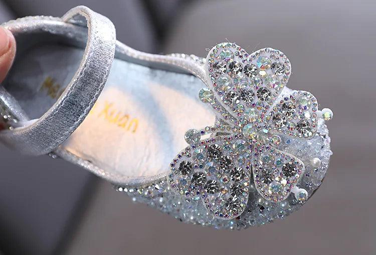 Princess Toddler Girls Children Casual Shoes TCCSSA27 Flat Pearl Rhinestones Shining - Touchy Style .
