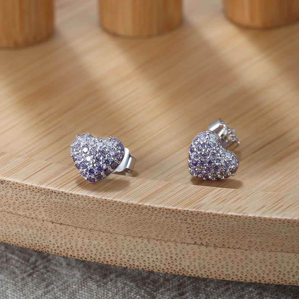 Purple 925 Sterling Silver Stud Earrings Charm Jewelry AZ246 - Touchy Style