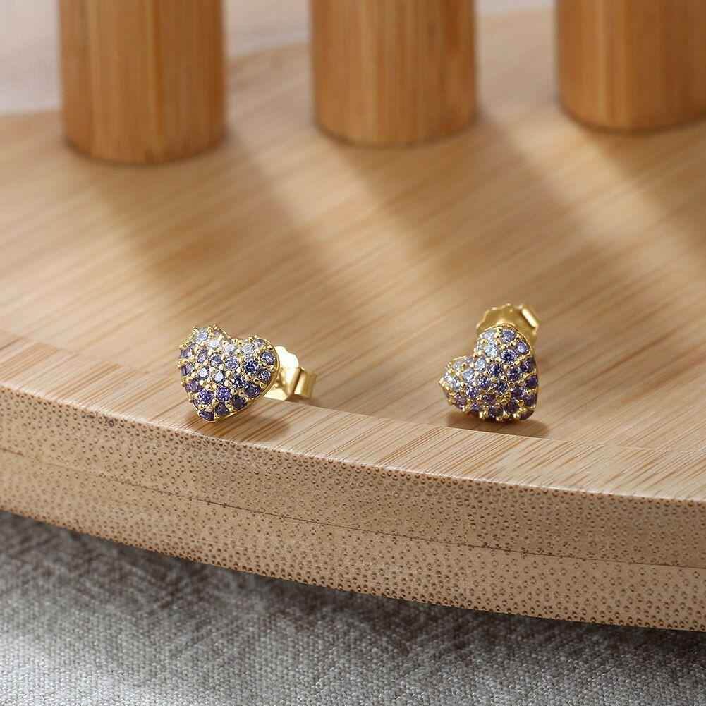 Purple 925 Sterling Silver Stud Earrings Charm Jewelry AZ246 - Touchy Style