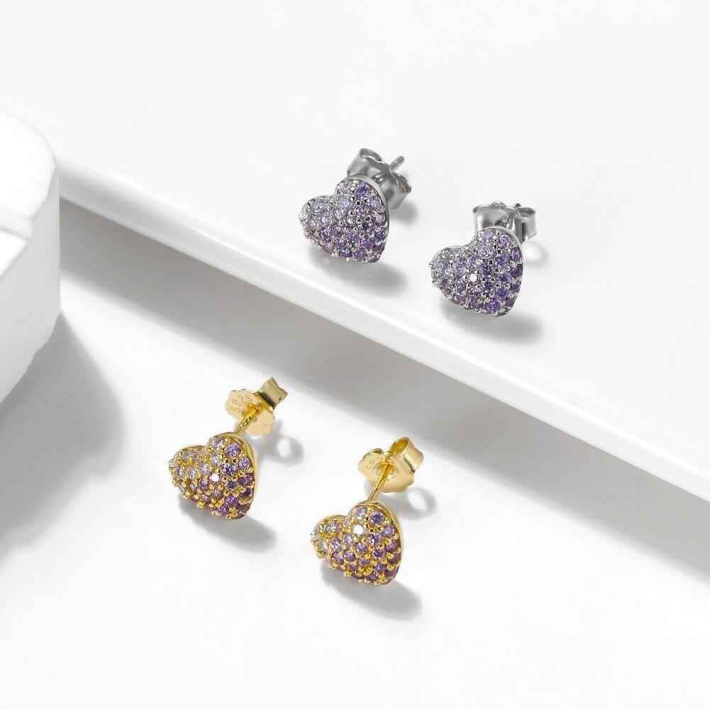 Purple 925 Sterling Silver Stud Earrings Charm Jewelry AZ246 - Touchy Style