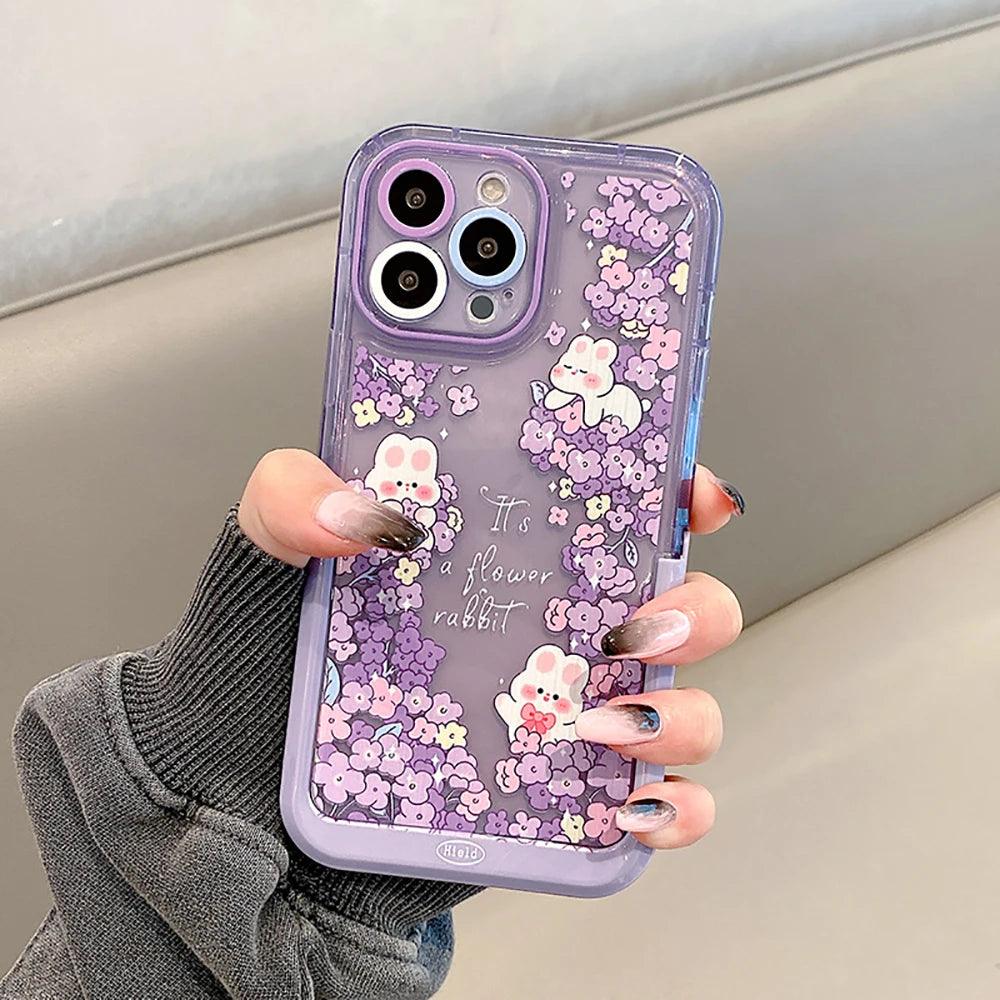 Purple Floral Cute Phone Cases For iPhone 14 12 13 Pro Max i11 14pro 12pro - Touchy Style