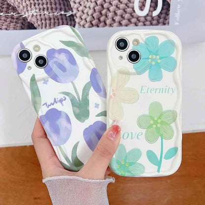 Purple Tulip Flower Pattern Cute Phone Case For iPhone 11, 12, 13, 14 Pro Max, 14 Plus, X, XR, XS Max, 7, 8 Plus - Touchy Style