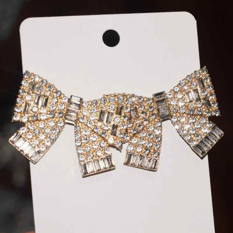 QAECJ5876 Big Earring Charm Jewelry - Fashion Rhinestone With Alloy Bowknot - Touchy Style