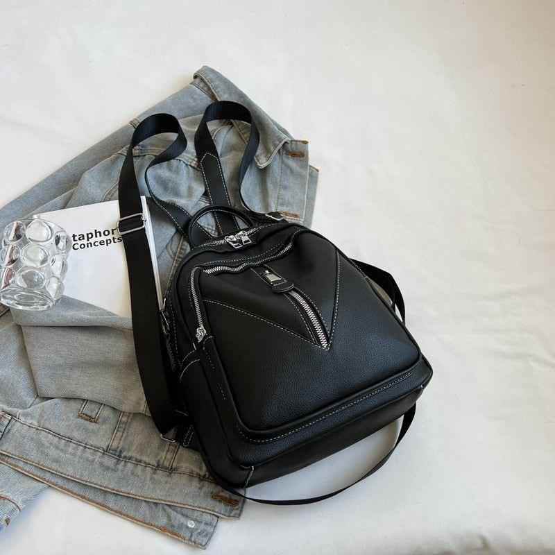 QB338 Cool Backpack - Solid Leather School Bag for Teenager Girls - Touchy Style