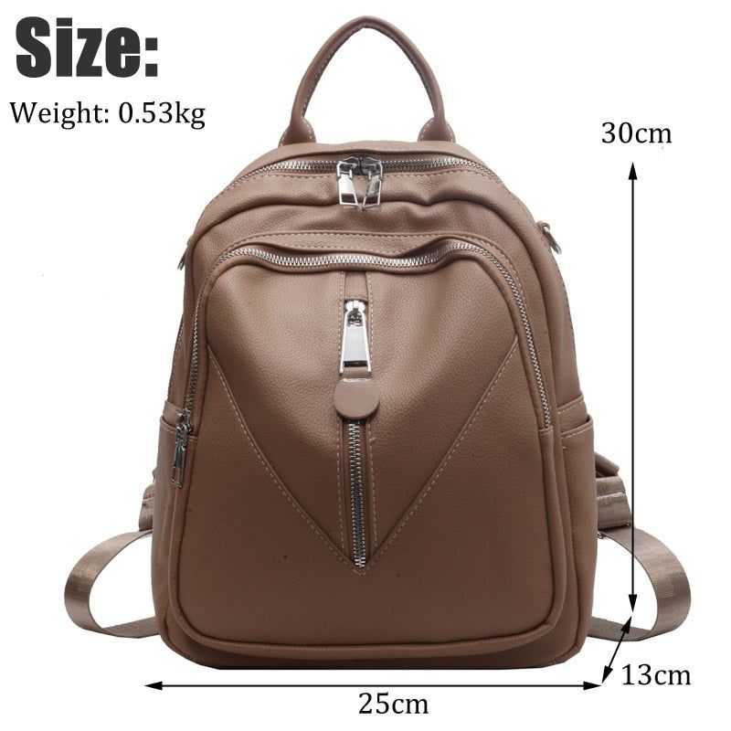 QB338 Cool Backpack - Solid Leather School Bag for Teenager Girls - Touchy Style .