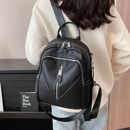 QB338 Cool Backpack - Solid Leather School Bag for Teenager Girls - Touchy Style