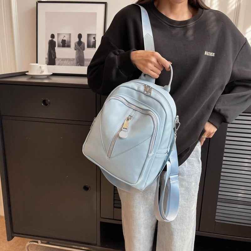 QB338 Cool Backpack - Solid Leather School Bag for Teenager Girls - Touchy Style