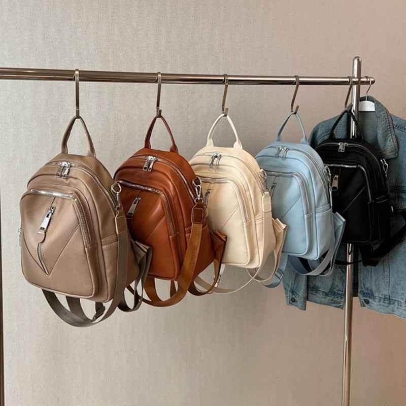 QB338 Cool Backpack - Solid Leather School Bag for Teenager Girls - Touchy Style