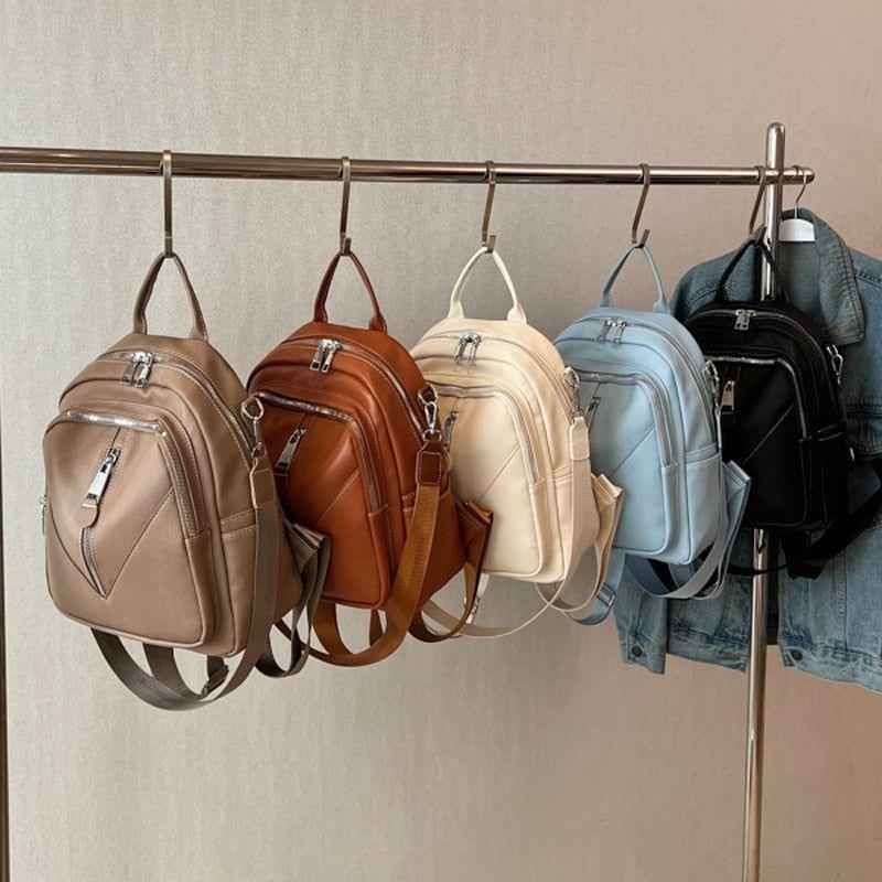 QB338 Cool Backpack - Solid Leather School Bag for Teenager Girls - Touchy Style .