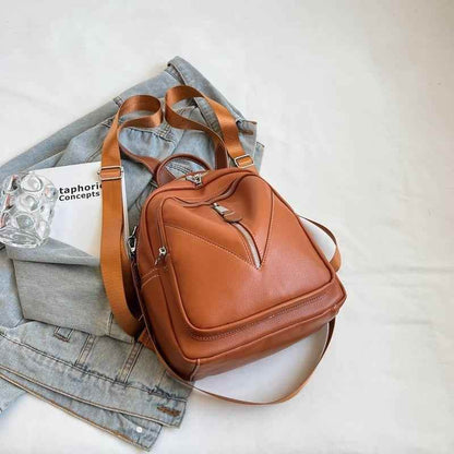 QB338 Cool Backpack - Solid Leather School Bag for Teenager Girls - Touchy Style