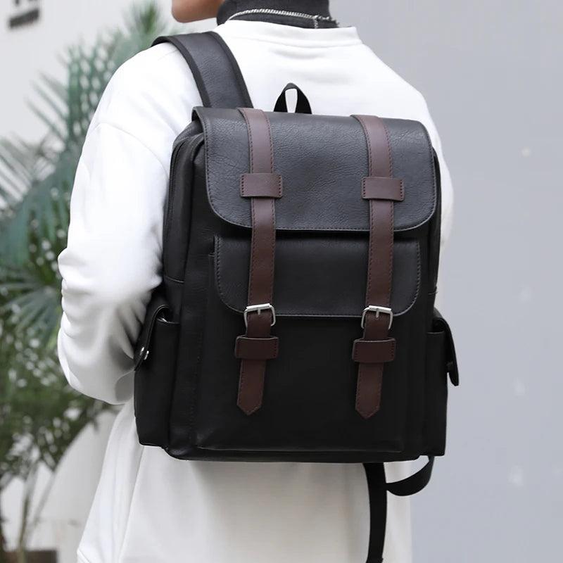 QHY975 Cool Backpack - PU Leather Schoolbag For Teenagers Boys - Touchy Style