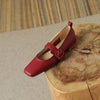 QM144 Women's Casual Shoes - Leather Pumps with Square Low Heel - Touchy Style .