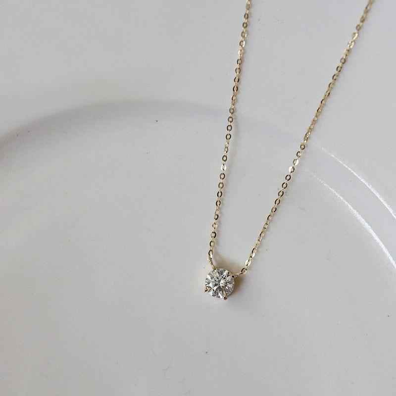 QS307 - 925 Sterling Silver Simple Crystal Pendant Necklace Charm Jewelry - Touchy Style