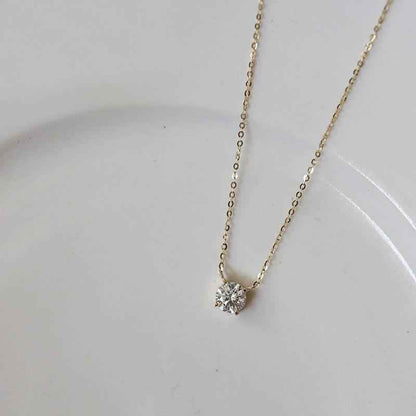 QS307 - 925 Sterling Silver Simple Crystal Pendant Necklace Charm Jewelry - Touchy Style