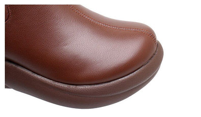 QX1222 Leather Platform Ankle Boots - Soft Women&