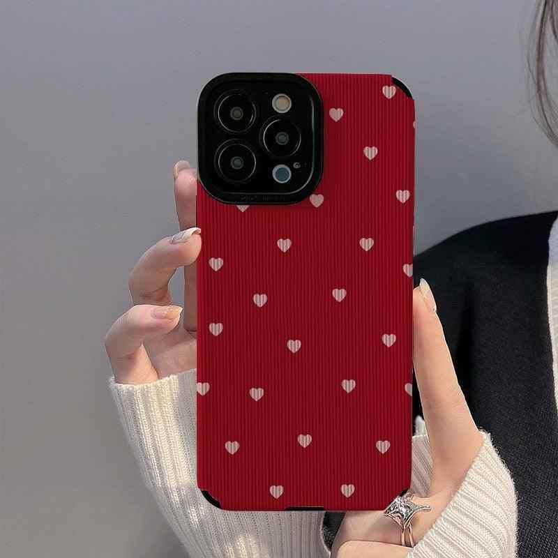 Red Hearts Cute Phone Case for iPhone 14, 13, 12, 11 Pro Max, 14 Plus, X, XR, XS Max, 7, 8 Plus - Fashionable Cover - Touchy Style .