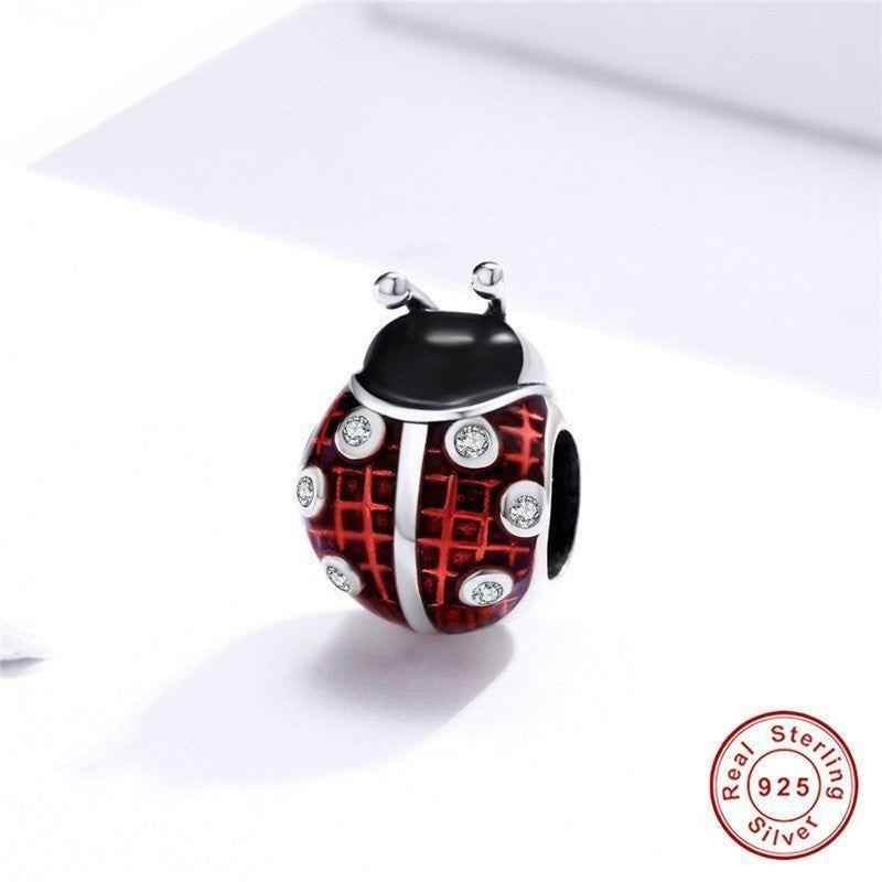 Red Ladybug 925 Sterling Silver Pendant Charm Jewelry IUES45 Without Chain - Touchy Style