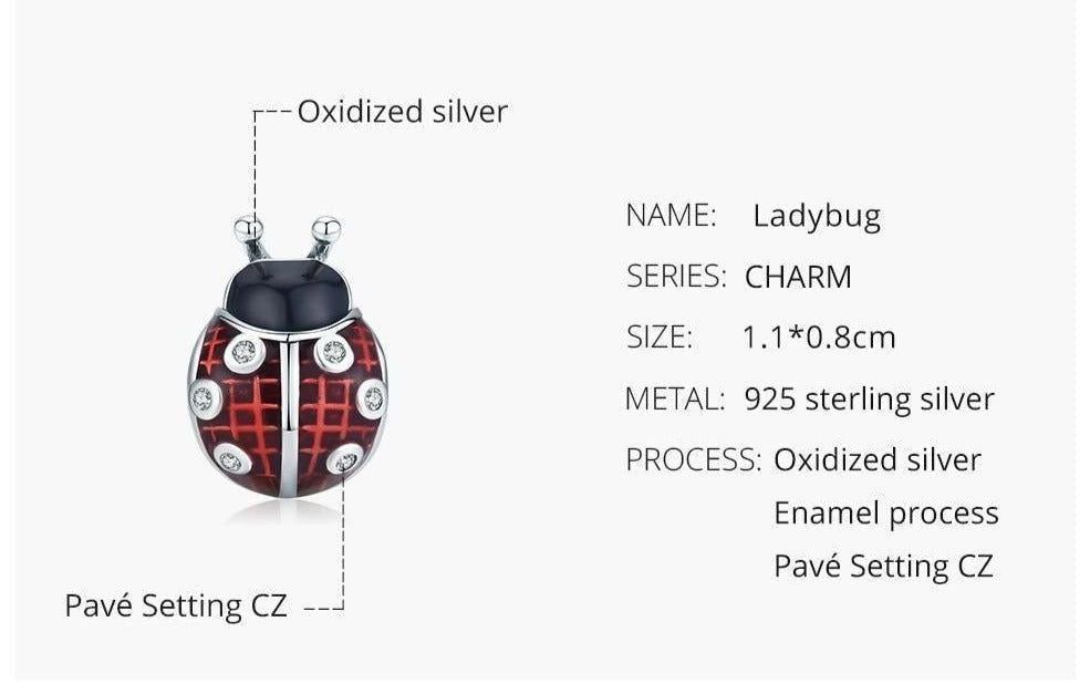 Red Ladybug 925 Sterling Silver Pendant Charm Jewelry IUES45 Without Chain - Touchy Style .