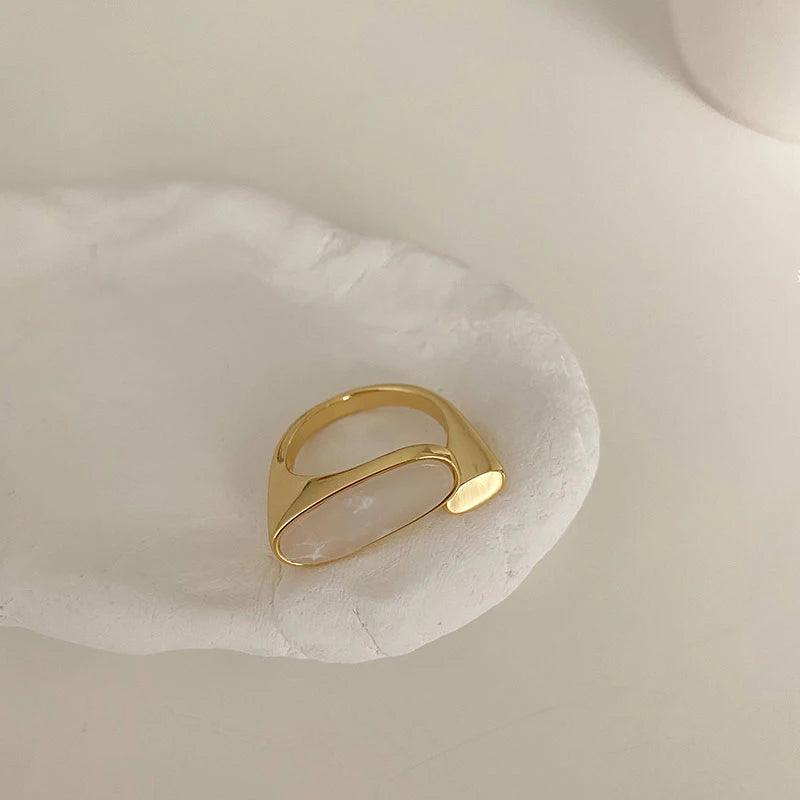 Retro Minority Light Luxury Oval Shell Opening Finger Rings Charm Jewelry RCJYW26 Accessories - Touchy Style
