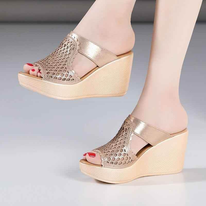 Rhinestone Cutout Platform Heels - Women&