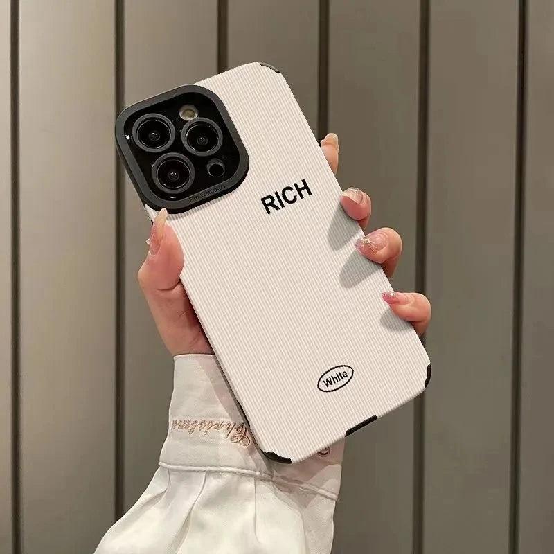 &quot;Rich&quot; Cute Solid Simple English Letter Phone Case for iPhone 15, 14, 13, 12, 11 Pro Max, 14, 15 Plus, 12, 13 Mini - Touchy Style .