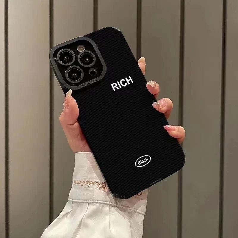 &quot;Rich&quot; Cute Solid Simple English Letter Phone Case for iPhone 15, 14, 13, 12, 11 Pro Max, 14, 15 Plus, 12, 13 Mini - Touchy Style .